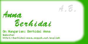 anna berhidai business card